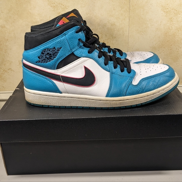 Size 10.5 Nike Air Jordan 1 SE Mid South Beach With Box Turbo Green WORN - Picture 3 of 8